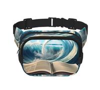 Avocado On Green PlatewaistBag pour homme et femme - Sac banane double réglable pour voyage, sport et quotidien, Imprimé Book Wave, Taille unique