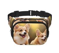 Avocado On Green PlatewaistBag pour homme et femme - Sac banane double réglable pour voyage, sport et quotidien, Adorable chien Corgi, Taille unique