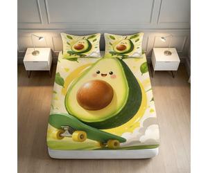 Avocado Skateboard Drap Housse Motif 3D Microfibre Doux Résistant | 160x200x25cmConception Poche Profonde Cadeau Chambre Microfibre Décoration Chambre Antidérapant