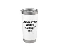 Avocat de jour Le meilleur papa du monde de nuit Dicton Gobelet isotherme en acier inoxydable double paroi