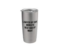 Avocat de jour Le meilleur papa du monde de nuit Dicton Gobelet isotherme en acier inoxydable double paroi