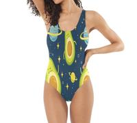 Avocat Espace Bleu Vert CréAtif Lunatique Maillot de Bain Une Pièce Monokini Tenue de Plage pour Femmes et Filles