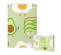 Avocat Mignon, Pain grillé et œuf Frit,Puzzle Familial en Bois de 1 000 pièces pour Adultes et Adolescents