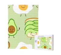Avocat Mignon, Pain grillé et œuf Frit,Puzzle Familial en Bois de 300 pièces pour Adultes et Adolescents