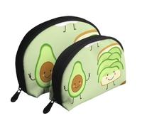 Avocat Mignon, Pain grillé et œuf Frit, Trousse de Maquillage Coquille Femme Petit Porte-Monnaie Trousse de Toilette Trousse à cosmétiques 2 pièces