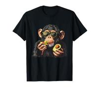 Avocat Monkey Portrait Illustration Avocat Fruit Singe Lover T-Shirt