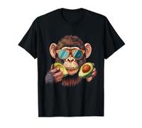 Avocat Monkey Portrait Illustration Avocat Fruit Singe Lover T-Shirt