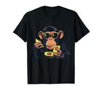 Avocat Monkey Portrait Singe Lover Illustration Avocat Fruit T-Shirt