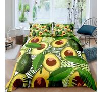 Avocat Peint Housse de Couette 140x200 Parures de Lit 1 Personne Imprimé 3D Microfibre Douce Fruits Housses Couette avec 2 Taies d'oreiller et Fermeture Éclair i.5684