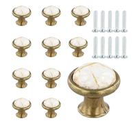 AvoDovA 10PCS Céramique Tiroir de Porte Poignée, 33MM Rond Boutons de Tiroir, Vintage Bouton de Meubles, Boutons de Porte, Poignées de Meuble pour Placard Armoire Cuisine, Chambre d'enfant (B-Bronze)