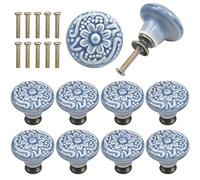 AvoDovA 10PCS Vintage Tiroir de Porte Poignée en Céramique, 34mm Rond Boutons de Tiroir, Bouton de Meubles, Boutons de Porte, Poignées de Meuble pour Placard Armoire Cuisine, Chambre d'enfant (B)