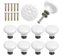 AvoDovA 10PCS Vintage Tiroir de Porte Poignée en Céramique, 34mm Rond Boutons de Tiroir, Bouton de Meubles, Boutons de Porte, Poignées de Meuble pour Placard Armoire Cuisine, Chambre d'enfant (A)