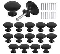 AvoDovA 16PCS Boutons de Placard, Boutons de Tiroir Vintage, 30mm Tiroir de Porte Poignée, Rond Bouton de Meubles, Boutons de Porte, Poignées de Meuble pour Armoire Cuisine, Tables Chevet (Noir)