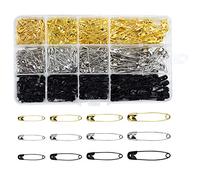 AvoDovA 540PCS Épingles à Nourrice Noir Argent et Or, 4 Tailles Epingles de Sûreté Grande et Petite, Kit d'accessoires de couture avec Boîte de Rangement pour Travaux de Couture et de Bricolage