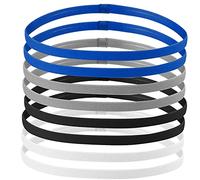 AvoDovA Bandeau de Sport Enfants, 8 Pcs Bandeaux de Fitness Mince, Serre Tête Élastique Antidérapantes, Bandeau Elastique Hairband Sport pour Garçon, Fille, Noir, Blanc, Bleu, Gris