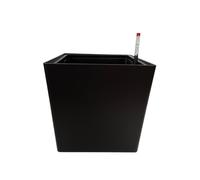 AVOID Oslo Pot De Fleur Interieur Noir avec Roues, Jardiniere Exterieur Grande Taille 39cm x 39cm x 37cm, Jardinieres Exterieur Auto-Irrigation, Utilisation Intérieure Et Extérieure (Sharp Cube)