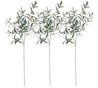 Avoik Lot de 3 tiges d'olivier artificielles de 99,1 cm de haut, grandes branches d'olivier artificielles, tiges d'arbre, plantes vertes artificielles pour vases, décoration d'intérieur, arrangement