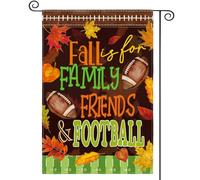 AVOIN colorlife Drapeau de jardin d'automne vertical double face, Fall Is For Family Friends Football Mini Drapeau de récolte d'automne Thanksgiving Vacances Cour Décoration extérieure 31,5 x 45,7 cm