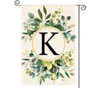 AVOIN colorlife Drapeau de jardin floral monogramme lettre K 30,5 x 45,7 cm double face extérieur, nom de famille initiale cour décoration extérieure