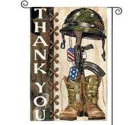 AVOIN colorlife Drapeau de jardin « Thank You Heroes » - 30,5 x 45,7 cm - Double face - Soldats militaires - Bottes patriotiques vétérans - Décoration extérieure