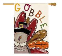 AVOIN colorlife Drapeau de maison de la Turquie de Thanksgiving 71,1 x 101,6 cm double face, Gobble Harvest Holiday Yard Drapeau décoratif extérieur