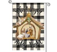 AVOIN colorlife Drapeau de Noël à carreaux pour crèche de Noël - 30,5 x 45,7 cm - Double face - Jésus chrétien - Drapeau d'extérieur