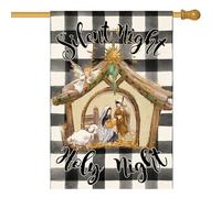 AVOIN colorlife Drapeau de Noël à carreaux pour crèche de Noël - 71,1 x 101,6 cm - Double face - Jésus chrétien - Pour l'hiver - Drapeau d'extérieur