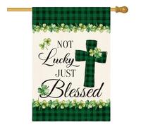 AVOIN colorlife Lucky Clover Drapeau vertical double face pour la Saint-Patrick - Motif trèfle rustique - Décoration extérieure - 71,1 x 101,6 cm