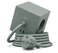 Avolt Multiprise Cube USB C - Les Premières Multiprises Design au Monde - 3 Prises électriques et 2 Ports USB - Pied Magnétique Adhérant Presque Partout (Vert - USB-C, 3m)