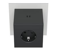 Avolt Square 2 Multi Prise Murale USB-C - Multiprise Design Scandinave avec 3 Prises et 2 Ports USB-C (30W) - Bloc Prise Électrique Élégant pour Maison, Bureau et Espaces Publics (Noir)