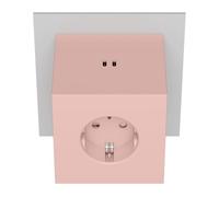 Avolt Square 2 Multi Prise Murale USB-C - Multiprise Design Scandinave avec 3 Prises et 2 Ports USB-C (30W) - Bloc Prise Électrique Élégant pour Maison, Bureau et Espaces Publics (Rose)