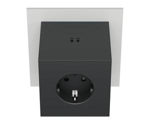 Avolt Square 2 Multi Prise Murale USB-C - Multiprise Design Scandinave avec 3 Prises et 2 Ports USB-C (30W) - Bloc Prise Électrique Élégant pour Maison, Bureau et Espaces Publics (Noir)