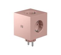 Avolt Square 2 Multiprise Murale Carrée, 3 Prises, 2 USB-C 30W | Multiprise carrée rose sans câble. Cube mural design, prise directe gain de place, charge USB-C 30W pour bureau