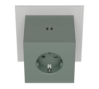 Avolt Square 2 Multiprise Murale USB-C - Multiprise Design Scandinave avec 3 Prises et 2 Ports USB-C (30W) - Bloc Prise Électrique Élégant pour Maison, Bureau et Espaces Publics (Vert)