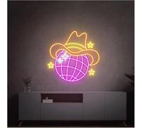 Avoltre pour Les lumières de fête au néon D'Ambiance Apaisante Lampe Enseignes Au Néon Rétro À Boule Disco Alimentées par, Lumières(B,45cmx45cm)