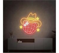 Avoltre pour Les lumières de fête au néon D'Ambiance Apaisante Lampe Enseignes Au Néon Rétro À Boule Disco Alimentées par, Lumières(A,50cmx50cm)
