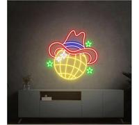 Avoltre pour Les lumières de fête au néon D'Ambiance Apaisante Lampe Enseignes Au Néon Rétro À Boule Disco Alimentées par, Lumières(G,40cmx40cm)