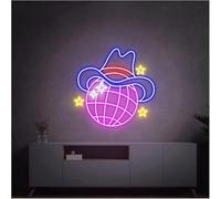 Avoltre pour Les lumières de fête au néon D'Ambiance Apaisante Lampe Enseignes Au Néon Rétro À Boule Disco Alimentées par, Lumières(E,40cmx40cm)