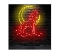 Avoltre pour Les lumières de fête au néon D'Ambiance Apaisante Lampe Enseignes Au Néon Wolf, Lumières De Lune À Luminosité Réglable Alimentées(50cm)