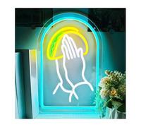 Avoltre pour Les lumières de fête au néon Décoration Lumineuse au néon Mains en prière Tenant des Tacos pour enseigne LED à intensité Variable
