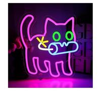 Avoltre pour Les lumières de fête au néon Décoration Lumineuse néon Chat pour enseigne drôle Bombe Animal LED pour Chambre 33,5 cm x 32