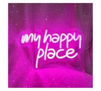 Avoltre pour Les lumières de fête au néon Enseigne au néon My Happy Place alimentée par Une veilleuse Rose avec Un Mot Lumineux décoratif Mural