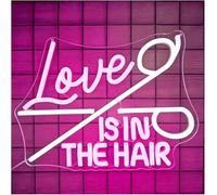 Avoltre pour Les lumières de fête au néon Lampe LED Rose « Love is in The Hair » pour décoration Murale de Salon Coiffure et manucure(40x29cm)