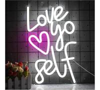 Avoltre pour Les lumières de fête au néon Lettres colorées Intérieur Luminaires Love Yoself Panneau Néon Blanc Rose pour Décoration Murale