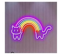 Avoltre pour Les lumières de fête au néon Néon Enseignes Lumineuses Decor Enseigne Lumineuse Chat Arc-en-Ciel