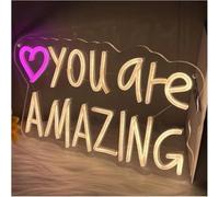 Avoltre pour Les lumières de fête au néon Néon Signe You are Amazing Néon Lumineux, avec Interrupteur À Intensité Variable, Adapté Au Studio, 21.3x34.5cm