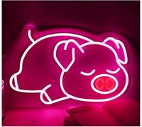 Avoltre pour Les lumières de fête au néon Veilleuse néon Cochon endormi, décoration Murale à LED, Panneau pour Salle de Jeux pour Enfants