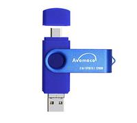 Avomoco Clé USB 3.0 32 Go Expansion de Stockage Externe 4 en 1 Multi Fonction Stockage de mémoire pour Apple iOS et Android Samsung téléphones de Type C et MacBook Argenté 256GB Bleu