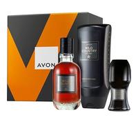 Avon Coffret cadeau Wild Country Homme / Épicé Eau de Toilette / Shampooing Douche / Déodorant Roller