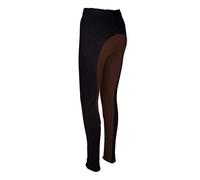 Avon Equine Jodhpurs d'équitation en coton/lycra pour femme avec poche avant doux et extensible bicolore, Noir/chocolat, 56